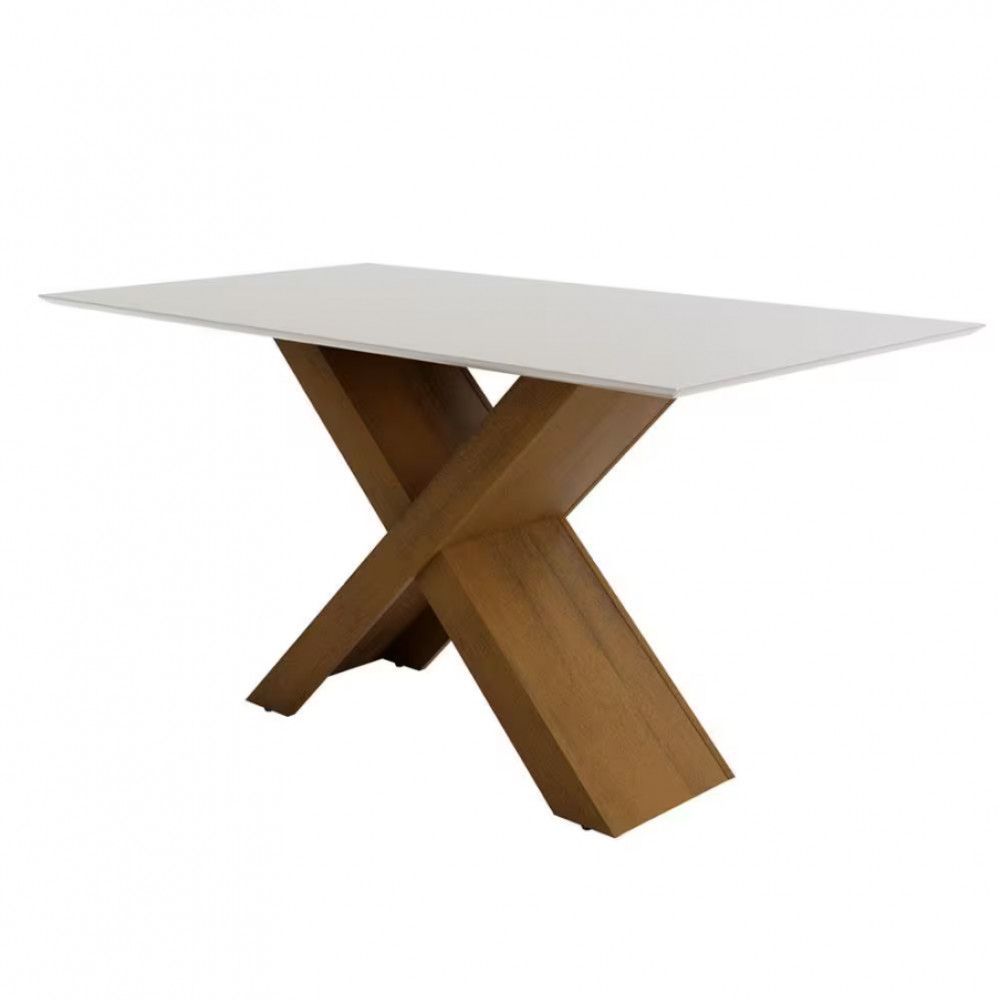 Mesa De Jantar Dobuê Creta Light 160x90 Com 6 Cadeiras Estofadas Carvalho-branco Off White-grafite