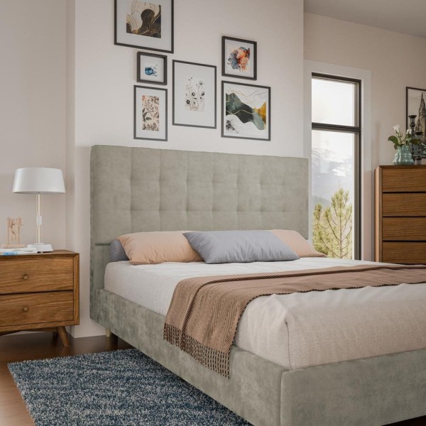 Encontraproduto.com.br - Cabeceira para Cama Box Queen Dobuê Sevilha com Revestimento em Veludo