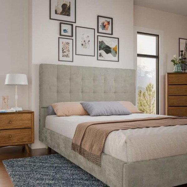 Encontraproduto.com.br - Cabeceira para Cama Box Queen Dobuê Sevilha com Revestimento em Veludo