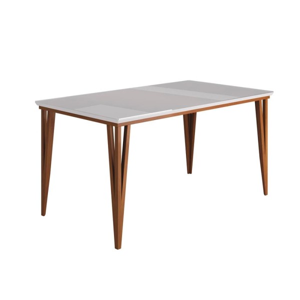 Encontraproduto.com.br - Conjunto de Mesa Dobue Safira com 6 Cadeiras - 180 cm Imbuia, Branco e Off Bege