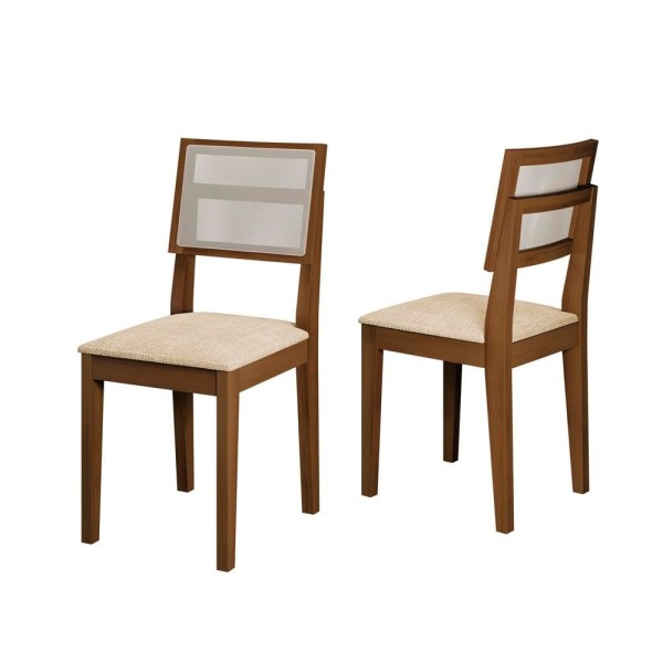 Encontraproduto.com.br - Conjunto de Mesa Dobue Safira com 6 Cadeiras - 180 cm Imbuia, Branco e Off Bege