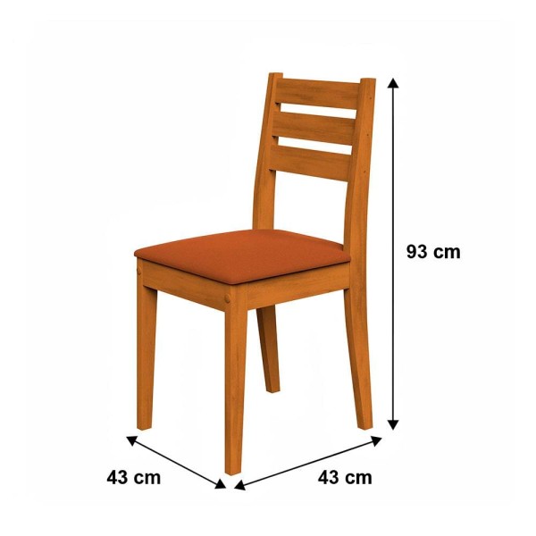 Encontraproduto.com.br - Mesa de Jantar Retangular Dobue Dakar com 6 cadeiras estofadas – 80cm de largura Cinamomo e Terracota