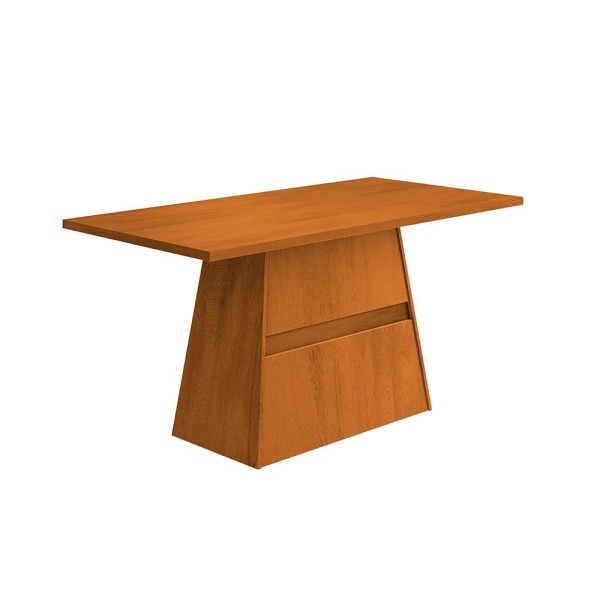 Encontraproduto.com.br - Mesa de Jantar Retangular Dobue Dakar com 6 cadeiras estofadas – 80cm de largura Cinamomo e Terracota