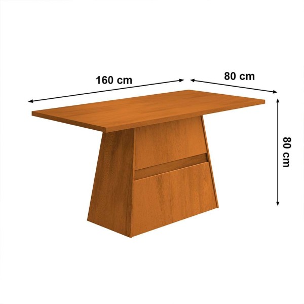Encontraproduto.com.br - Mesa de Jantar Retangular Dobue Dakar com 6 cadeiras estofadas – 80cm de largura Cinamomo e Terracota