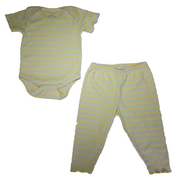 Encontraproduto.com.br - Conjunto bebe listrado cinza