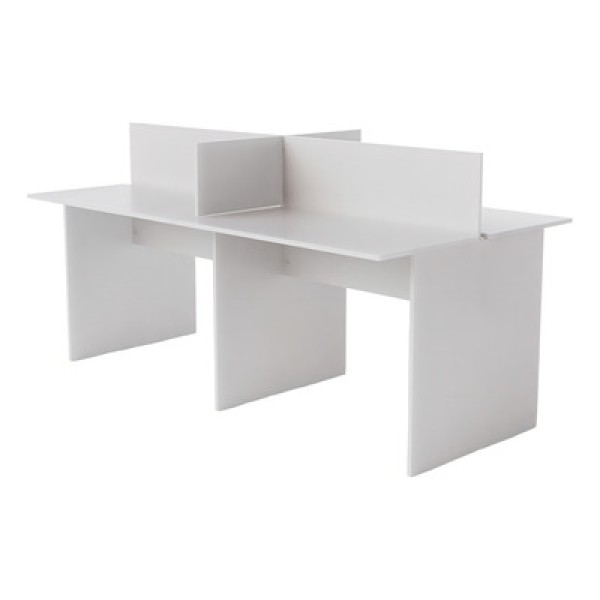 Estação De Trabalho 4 Lugares 240x120 Com Gaveteiro De 2 Gavetas Cor:branco