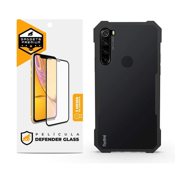 Encontraproduto.com.br - Kit Capa case capinha Dual Shock x e Pelicula Defender Glass para Xiaomi Redmi Note 8 - Gshield