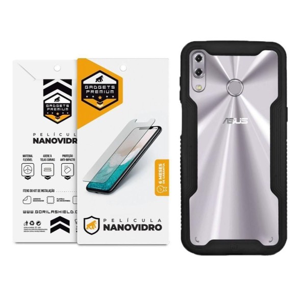 Encontraproduto.com.br - Kit Capa case capinha Dual Shock e Pelicula Nano Vidro para Asus Zenfone 5 / 5z - Gshield