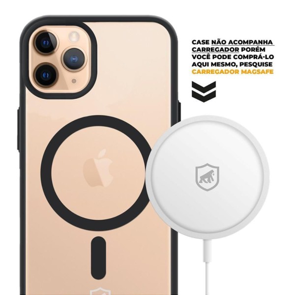 Encontraproduto.com.br - Kit Capa Magsafe Preta e Pelicula Coverage 5D Pro Preta para iPhone 11 Pro Max - Gshield