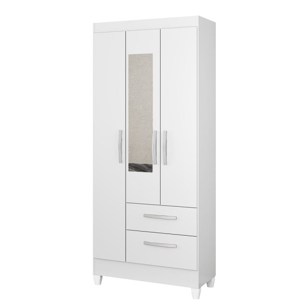 Encontraproduto.com.br - Guarda Roupa Real 3 Portas 2 Gavetas 3305R Atualle-Branco