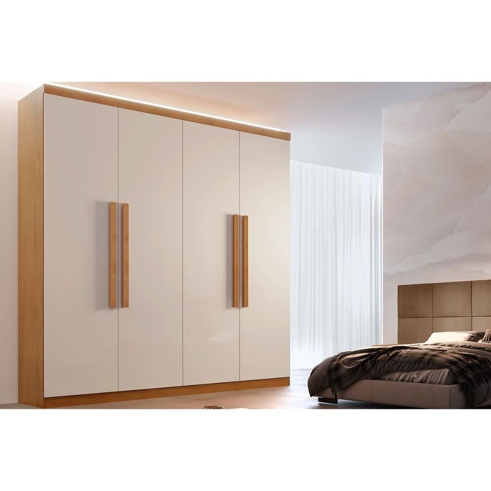 Guarda Roupa Solteiro 4 Portas E 3 Gavetas Império Imbuia-off White - Rufato
