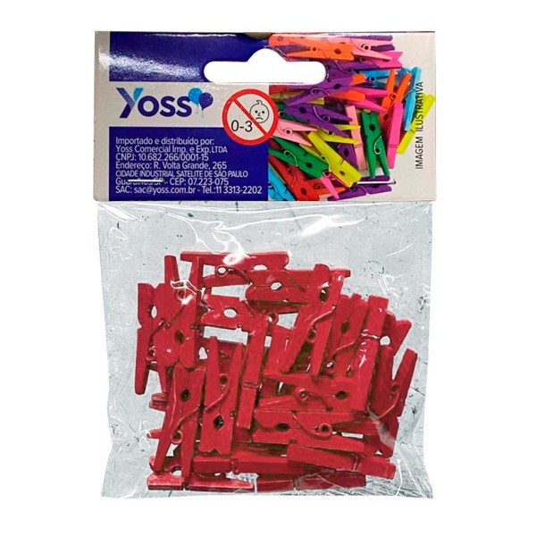 Encontraproduto.com.br - Mini Prendedor Madeira Vermelho c/30 - Yoss