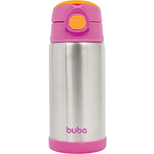 Encontraproduto.com.br - GARRAFINHA TÉRMICA PAREDE DUPLA COM CANUDO ROSA - BUBA
