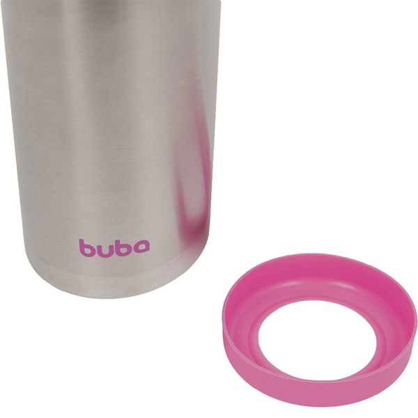 Encontraproduto.com.br - GARRAFINHA TÉRMICA PAREDE DUPLA COM CANUDO ROSA - BUBA