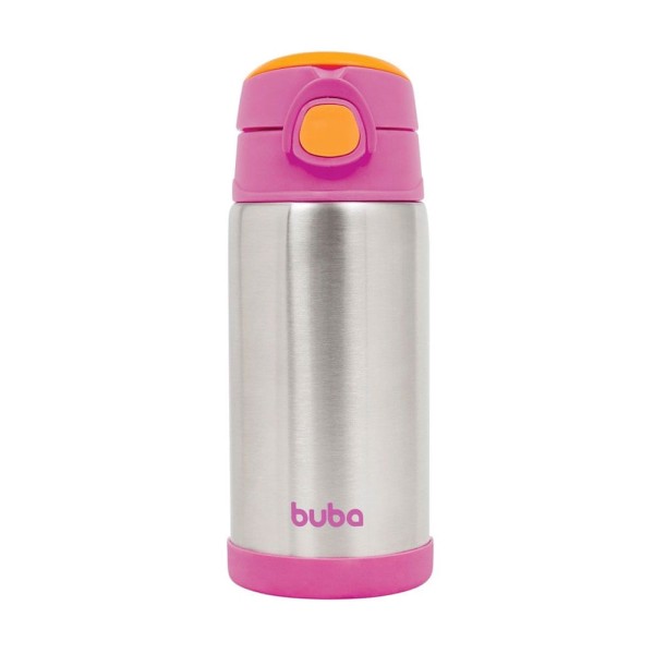 Encontraproduto.com.br - GARRAFINHA TÉRMICA PAREDE DUPLA COM CANUDO ROSA - BUBA