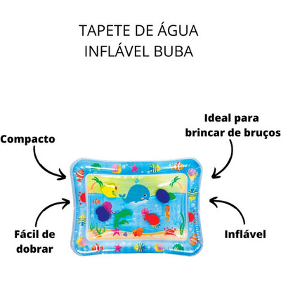 Tapete de Água Inflável Sensorial Infantil Oceano Buba