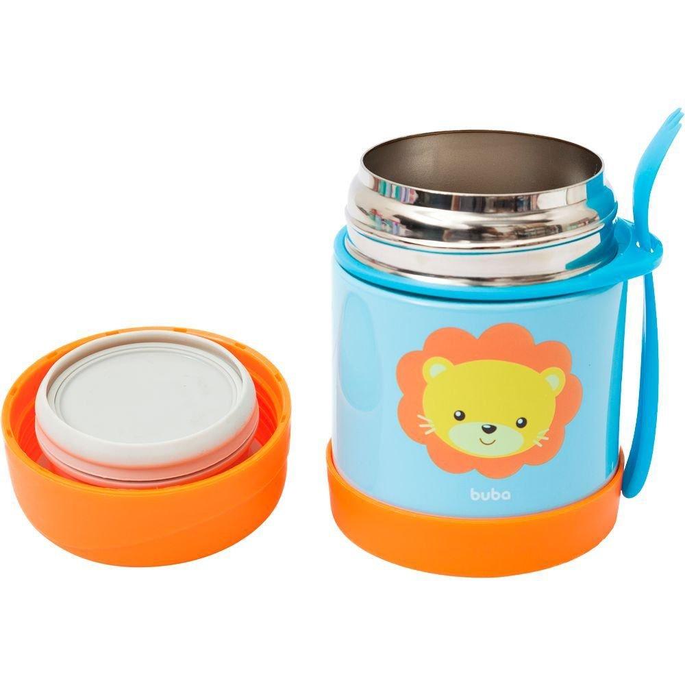 Encontraproduto.com.br - Pote Térmico C/ Talher Buba Fun Leão Resistente Comida 320ml