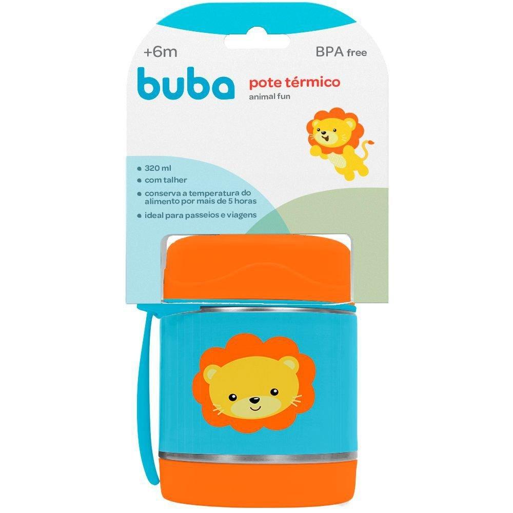 Encontraproduto.com.br - Pote Térmico C/ Talher Buba Fun Leão Resistente Comida 320ml