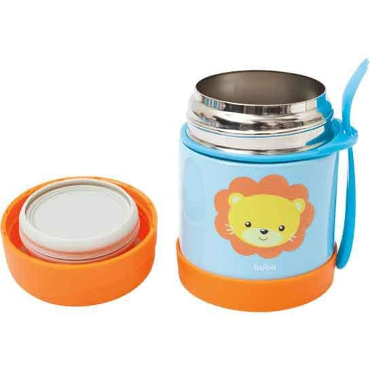 Encontraproduto.com.br - Pote Térmico C/ Talher Buba Fun Leão Resistente Comida 320ml