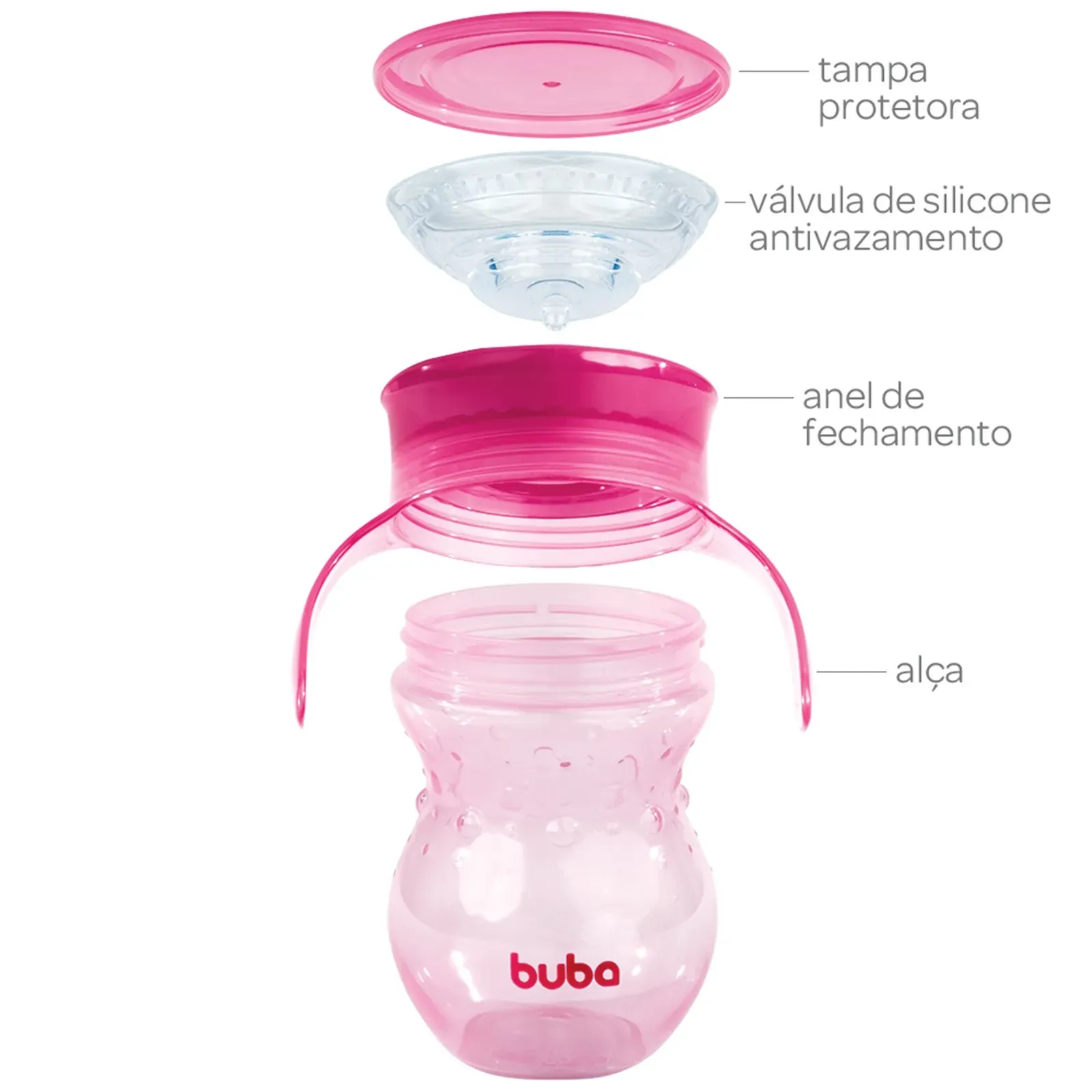 Encontraproduto.com.br - Copo de Treinamento com Alça Buba 360° Rosa 12650