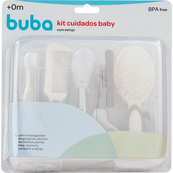 Encontraproduto.com.br - Kit Cuidados e Higiene Com Estojo Bebê Criança 6 Peças Buba