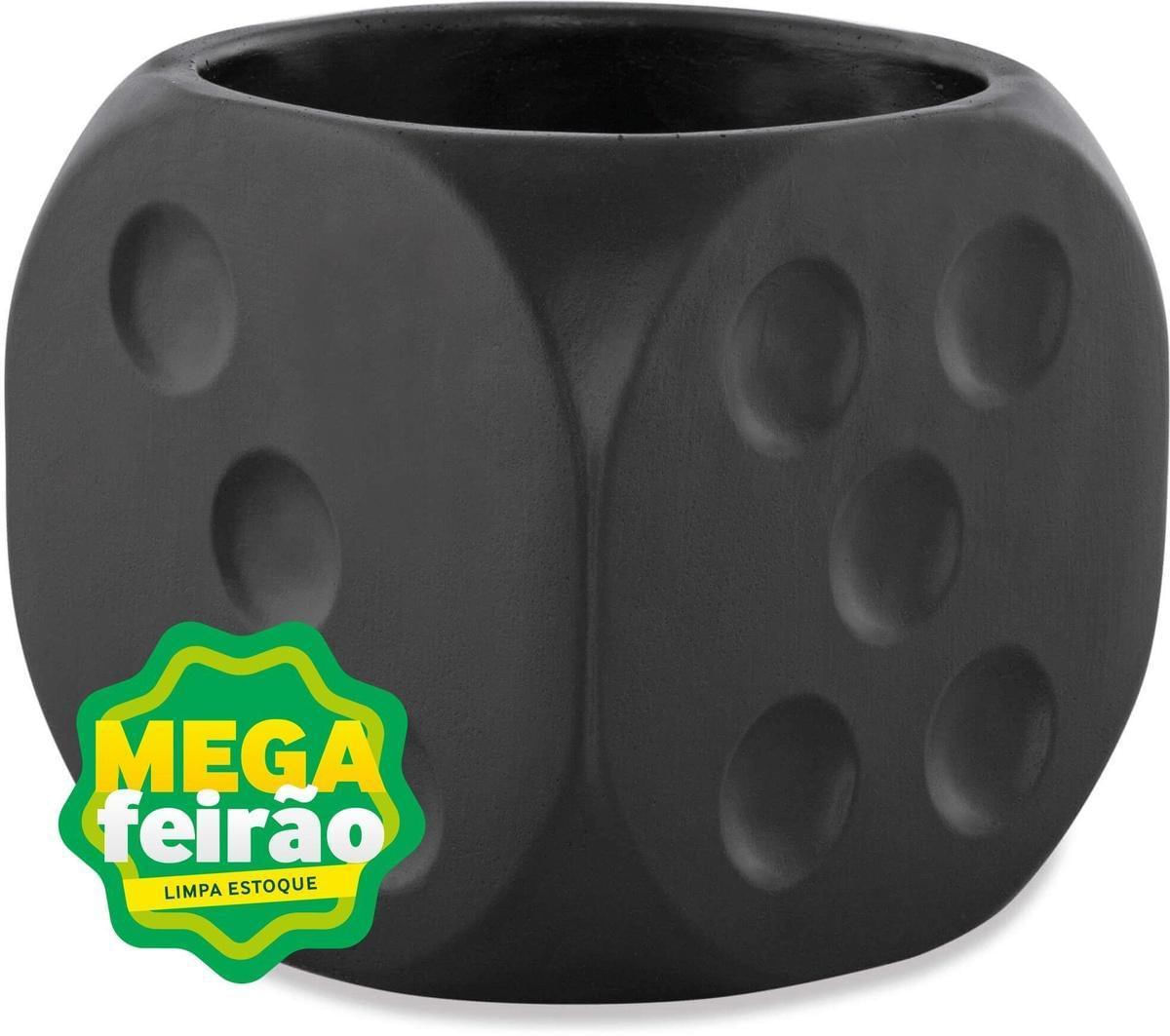Cachepot Mart Collection Cimento Dado Preto