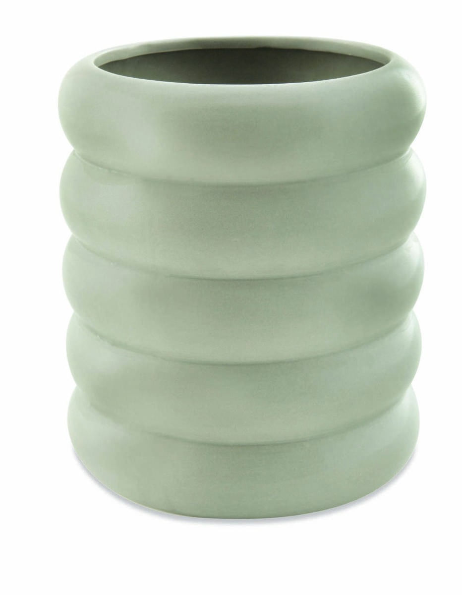 Cachepot Mart Collection 12875 Cerâmica Cinza