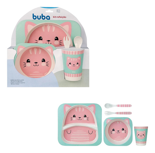 Kit Refeição De Bambu Gato Buba 13209