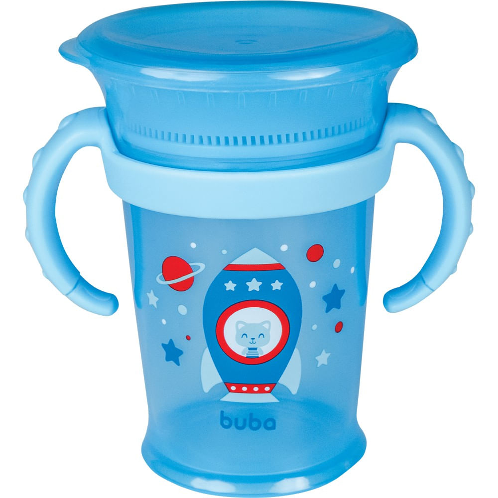 Copo de Treinamento com Alça 360° Azul 210ml (18m+) - Buba