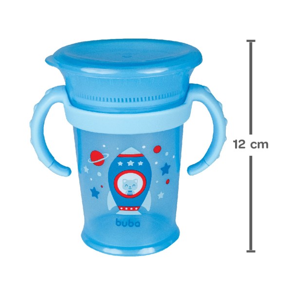 Encontraproduto.com.br - Copo de Treinamento com Alça 360° Azul 210ml (18m+) - Buba