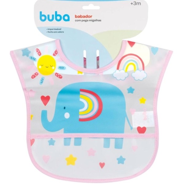 Encontraproduto.com.br - Babador - Buba - Arco-Íris - Com Pega Migalhas - Rosa
