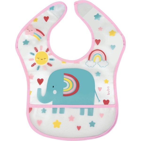 Encontraproduto.com.br - Babador - Buba - Arco-Íris - Com Pega Migalhas - Rosa