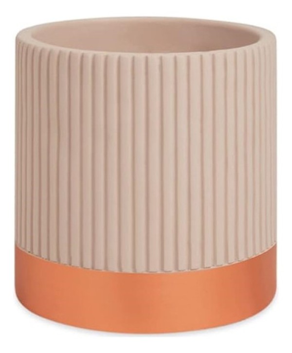 Vaso Cachepot em Cimento Nude e Rose Gold 14cm