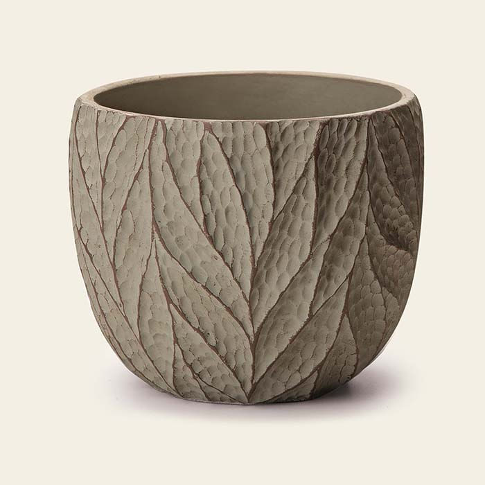 Encontraproduto.com.br - Cachepot em Cimento Leaves Verde 14cm x 12cm