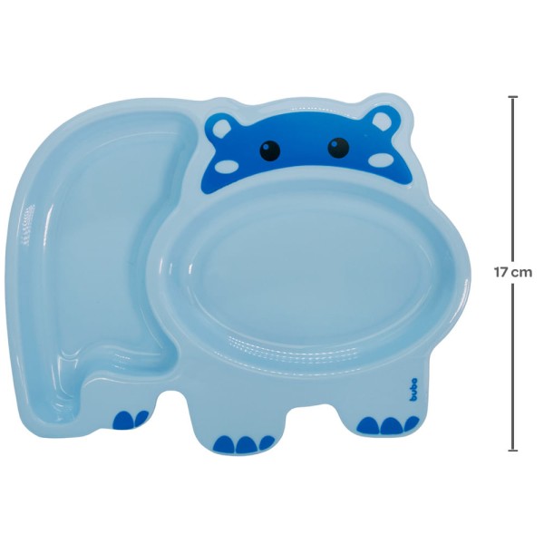 Encontraproduto.com.br - Prato Buba Hipopótamo com Divisória Azul
