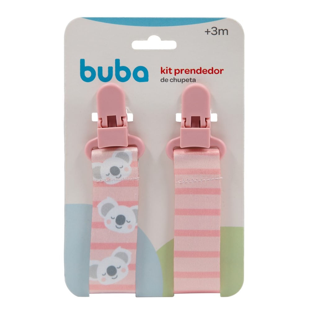 Encontraproduto.com.br - Prendedor de Chupeta Coala Buba +3 Meses Rosa 2 Unidades