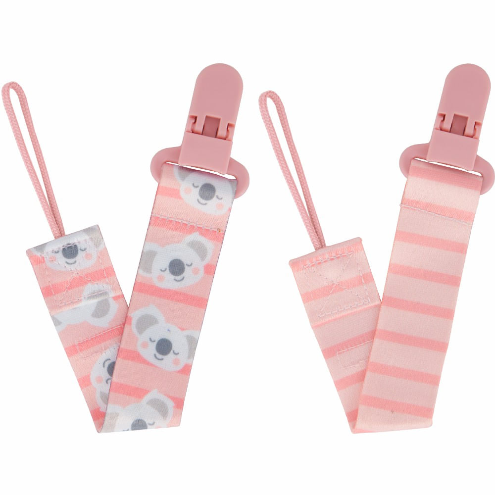 Encontraproduto.com.br - Prendedor de Chupeta Coala Buba +3 Meses Rosa 2 Unidades