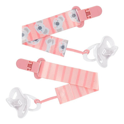 Encontraproduto.com.br - Prendedor de Chupeta Coala Buba +3 Meses Rosa 2 Unidades