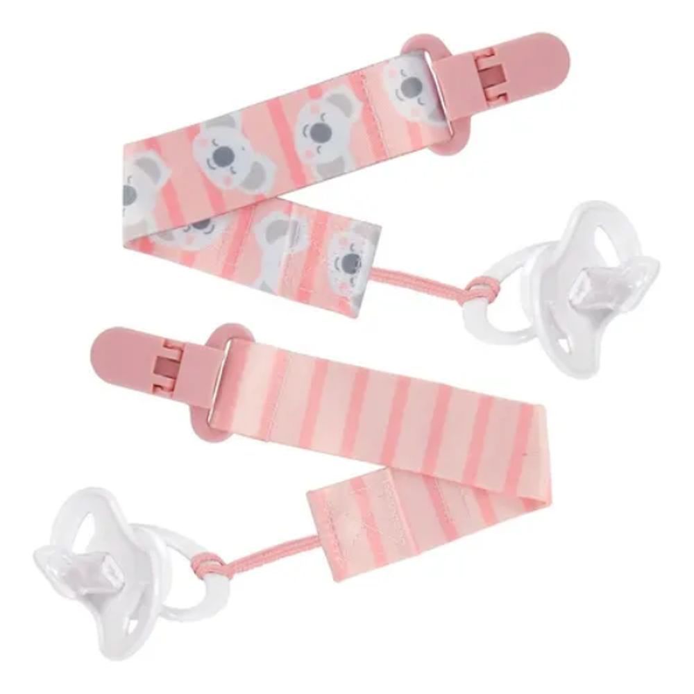Encontraproduto.com.br - Prendedor de Chupeta Coala Buba +3 Meses Rosa 2 Unidades