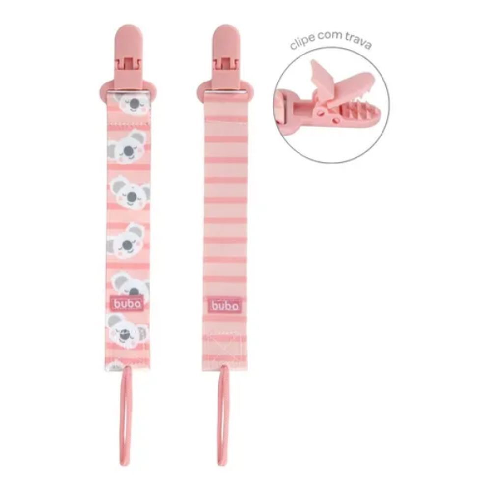 Encontraproduto.com.br - Prendedor de Chupeta Coala Buba +3 Meses Rosa 2 Unidades