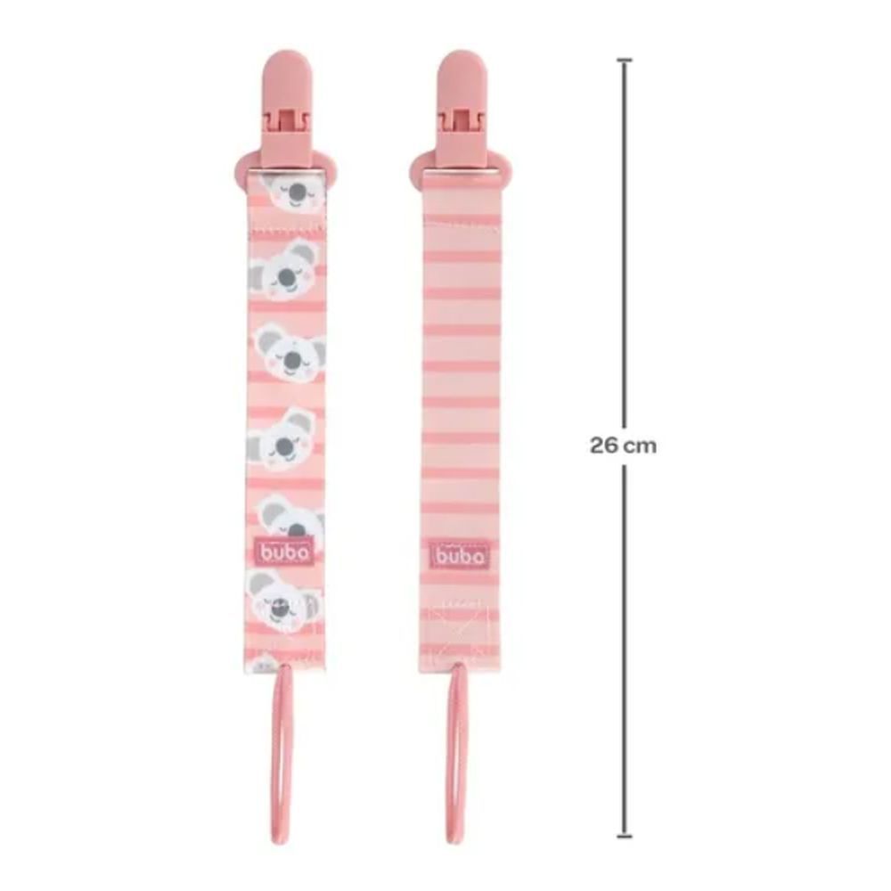 Encontraproduto.com.br - Prendedor de Chupeta Coala Buba +3 Meses Rosa 2 Unidades