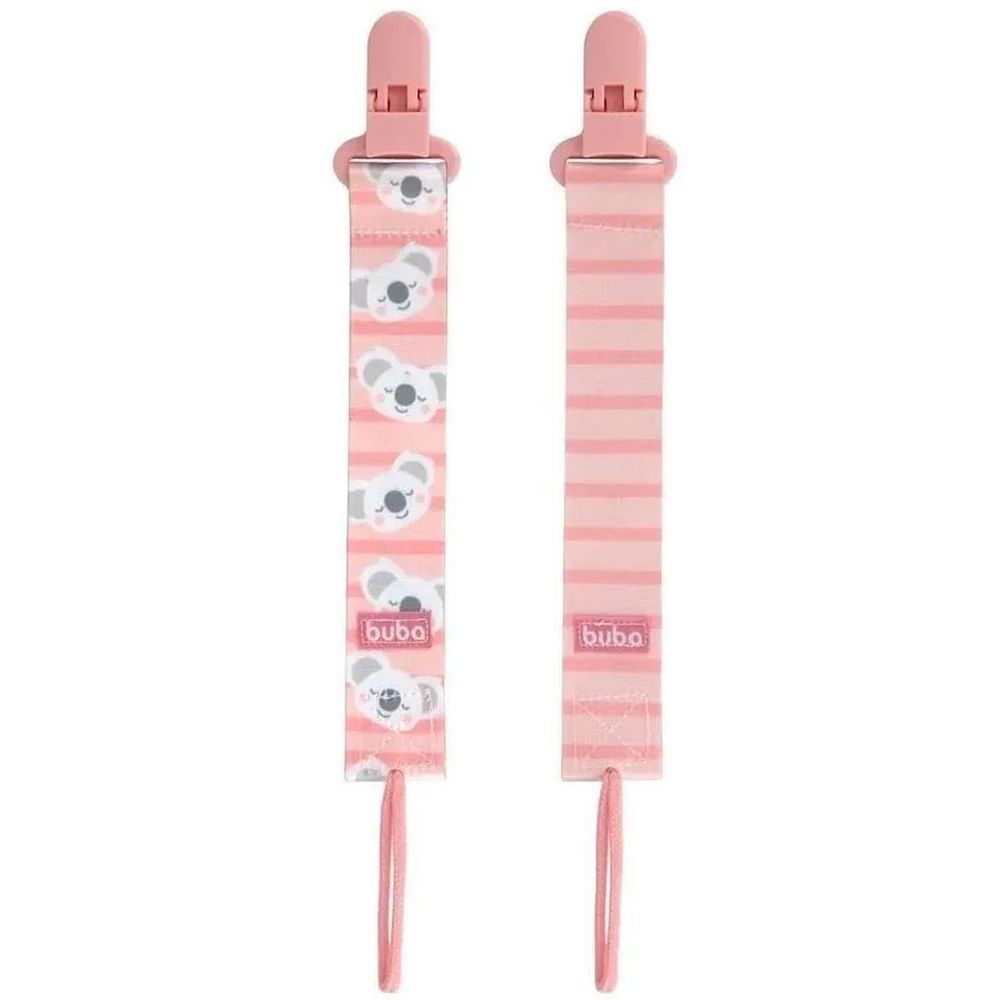 Encontraproduto.com.br - Prendedor de Chupeta Coala Buba +3 Meses Rosa 2 Unidades
