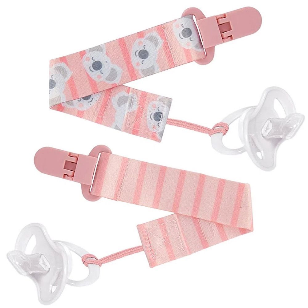 Encontraproduto.com.br - Prendedor de Chupeta Coala Buba +3 Meses Rosa 2 Unidades