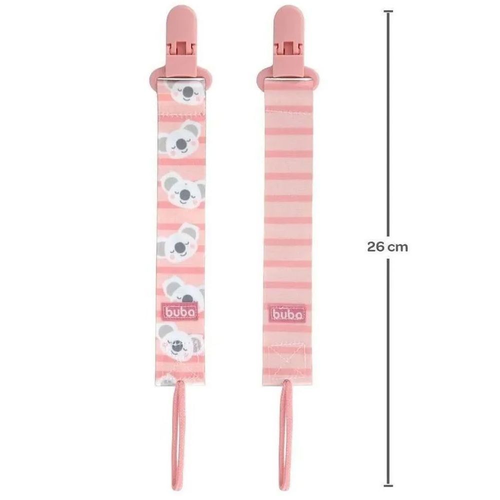 Encontraproduto.com.br - Prendedor de Chupeta Coala Buba +3 Meses Rosa 2 Unidades