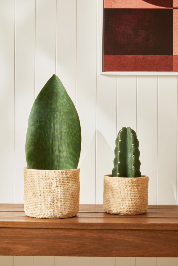 Encontraproduto.com.br - Vaso Cachepot em Cimento Estilo Trançado 14cm Mart