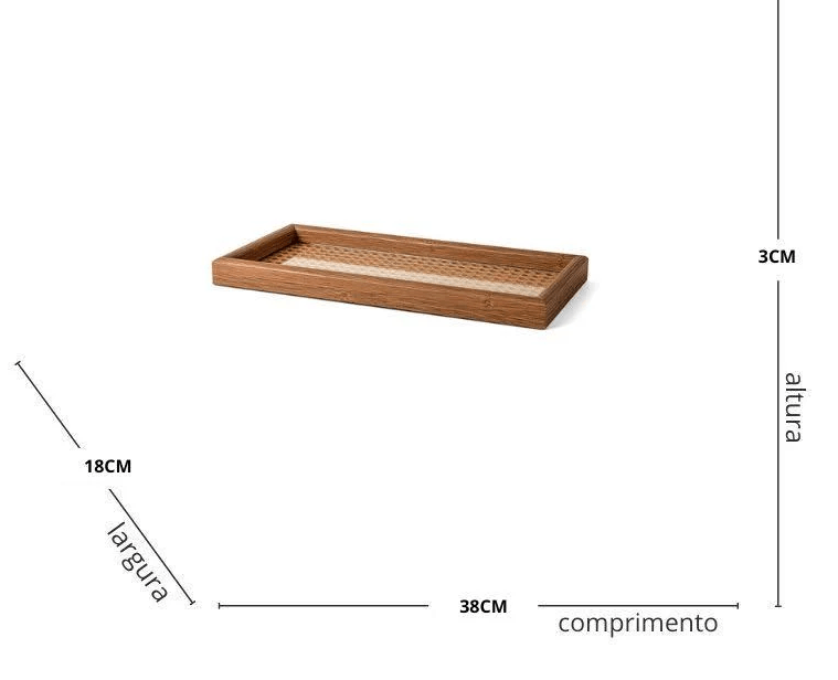 Encontraproduto.com.br - Bandeja Decorativa em MDF com Rattan 38cm