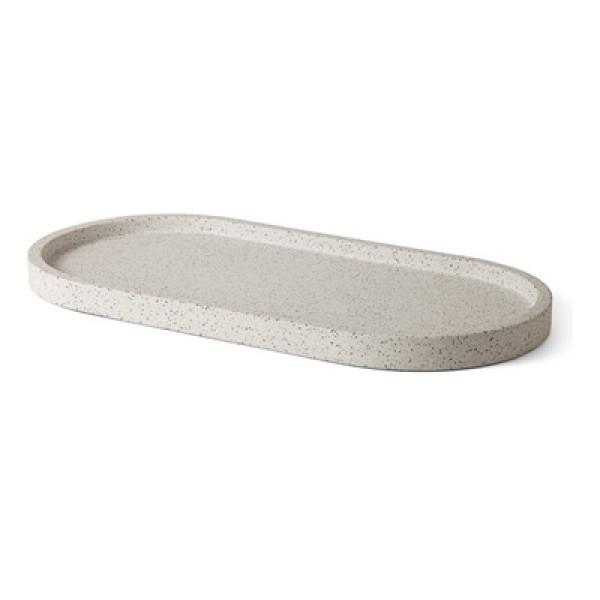 Encontraproduto.com.br - Bandeja Oval em Cimento  Off White 36cm