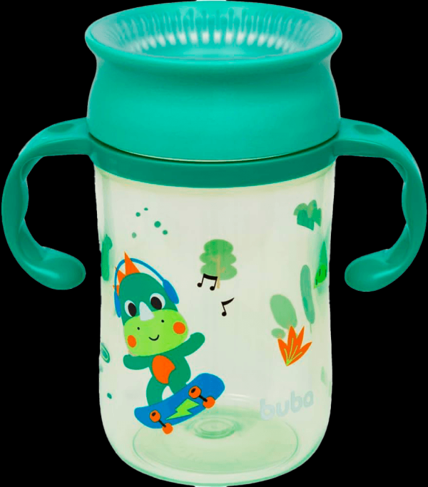 Encontraproduto.com.br - Copo 360° com Alça Bubazoo Dino 300ml (12m+) - Buba
