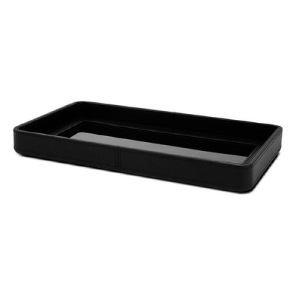 Encontraproduto.com.br - Bandeja em MDF e PU com Vidro Preta 42cm Mart 17901