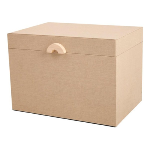Caixa Decorativa de MDF Alta com Linho 24cm Bege | Formosinha